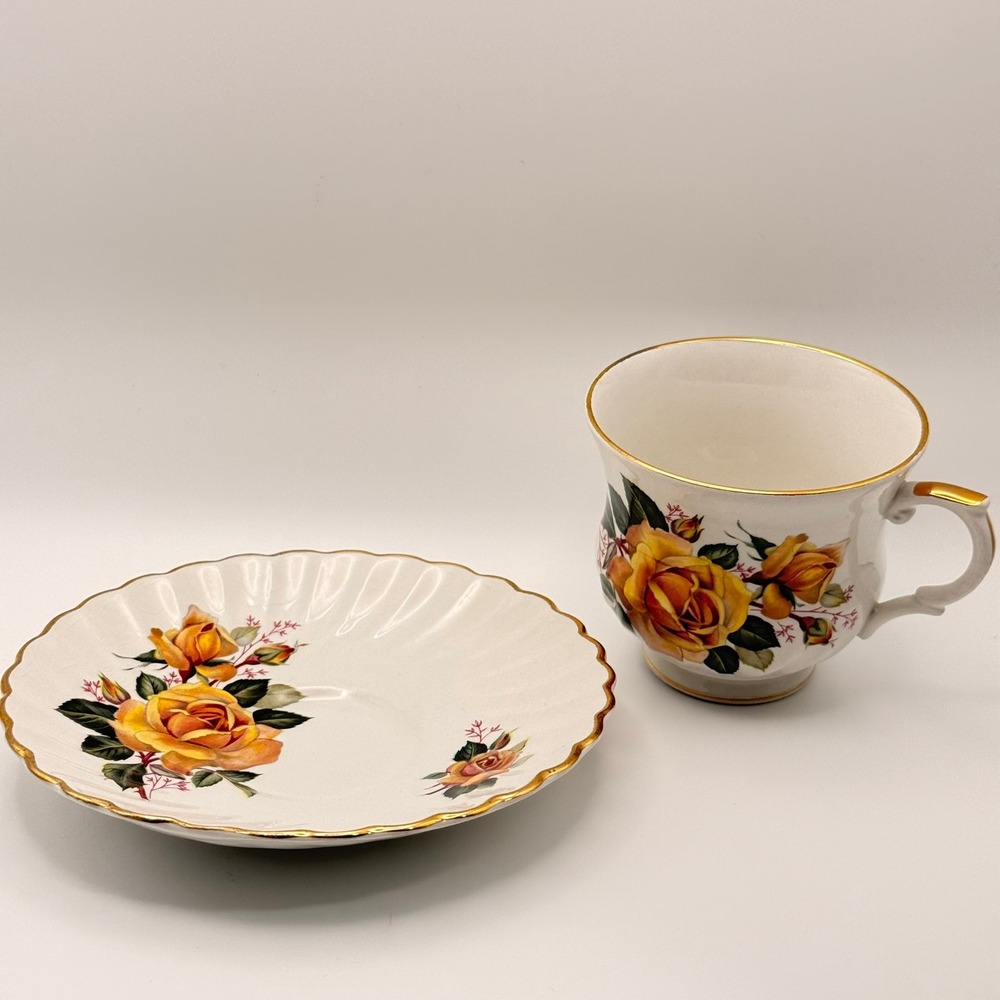 Old Foley James Kent Staffordshire‎ England Yellow Rose Teacup and Saucer Set